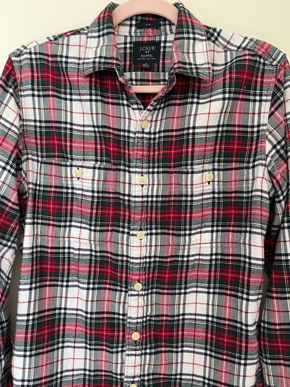 J.Crew Plaid Flannel Shirt Small | Red Black White Button Down Classic Preppy